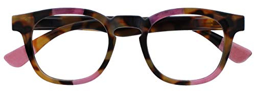 OPULIZE Ava Lesebrille Schmeichelhaft Abgerundet Rahmen Federscharniere Kratzfest Braun Schildpatt Rosa Herren Damen R62-4 +1.00