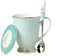 Eplze YBK Tech Euro Style Porcelain Tea Cup Coffee Mug with Lid for Breakfast Home Kitchen ((Stripe Pattern) (Cyan))
