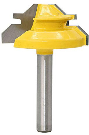 45 Degree Lock Miter Router Bit 1-3/8 Cutting Diameter Cutter 1/4 Shank