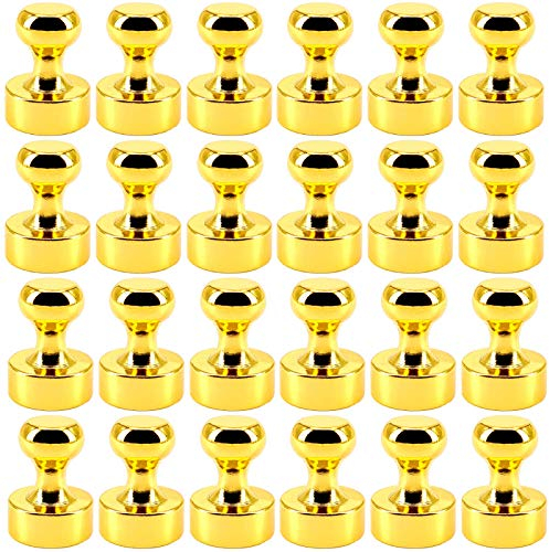 Neodym Magnete N52 - Kegelmagnete 12mm x 16mm - Kegel Magnet für Kühlschrank, Magnettafel, Pinnwand, Whiteboard - Edelstahl Magnetkegel [24 Stück - Gold]