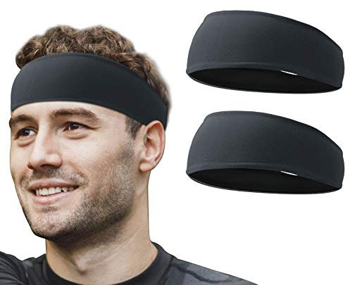 Flintronic Sport Bandeau pour Hommes Femme, 2PC Elastique Antidérapant Anti-Humidité Sports Hairband Unisexe pour Fitness, Bandeau Cheveux pour Ski Course à Pied Yoga Gym Cyclisme Running Basketball