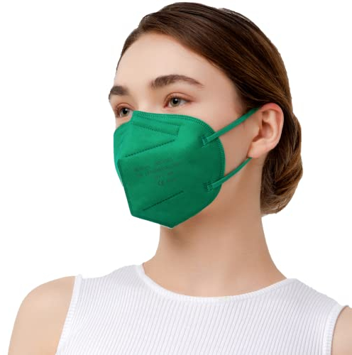 AnDum FFP2 Farbmaske Mundschutz, CE 0598, EN149, TUV Test, Filtration ≥98, SS-Vliess, Deutsche Tinte,50 Stück/Karton Einzeln Verpackt (Dunkelgrün)