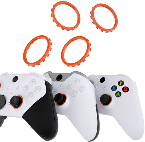 eXtremeRate 2 Paar Thumbsticks Akzentringe für Xbox One Elite V1 & Xbox Elite Series 2 Controller, Ersatz Accent-Ringe Schutz Sticks Zentrierringe für Xbox Series X/S ASR Version Shell-Orange