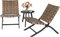 Grand patio Bistro Set 3-Teilige, Balkonmöbel mit 2 Stühle und 1 Tisch, Wetterresistent, Rattan Sitzgruppe für Drinnen, Draußen(Tabakbraun)