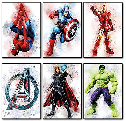 Vintage Super Hero and Villain Fridge Magnets - Set of 6 large fridge magnets No.4