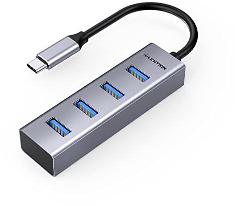 LENTION USB C Hub, 4 USB 3.0 Ports, USB C to USB A Multiport Adapter for 2024-2016 MacBook Pro 13/14/15/16, Mac Air & Surface, iPad Pro, Chromebook, More, Stable Driver Certified (C22s, Space Gray)
