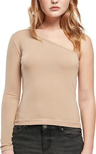 Urban Classics Damen Ladies Asymmetric Longsleeve unionbeige, XXL