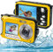 Waterproof Digital Camera, 10ft Full HD 2.7K 48MP 16X Digital Zoom Selfie Dual Screen Full Color LCD Displays Waterproof Camera for Snorkeling, Surfing, Swimming(yellow)