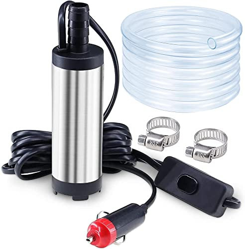 Fuel Transfer Pump,12V Diesel Pump Oil Pump Portable Stainless Steel Submersible Pump Small Kerosene Pump and 3 Meter Hose for Water Oil Transfer