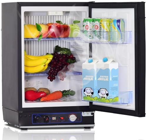 SMETA 12V Fridge for Campervan, Camping Fridge, Campervan Fridge 12V/240V/Gas Power 3 Way Fridge Camping Gas Fridge Caravan Fridge 3 Way Fridge 40L Motorhome Fridge Quiet|Reversible Door|Black