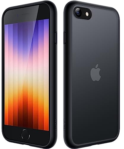 JETech Matte Case for iPhone SE 3/2 (2022/2020), iPhone 8/7, 4.7-Inch, Shockproof Military Grade Drop Protection, Frosted Translucent Back Phone Cover, Anti-Fingerprint (Black)