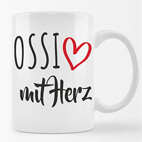 Huuraa Tasse Ossi mit Herz Geschenk 330ml Weiß Ossi Präsent