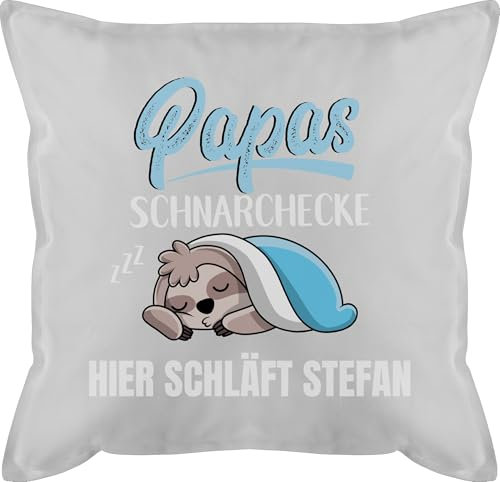 Kissen 50x50 - zum Vatertag - Schnarchen Papa Schnarchplatz Papas Schnarchecke - 50 x 50 cm - Grau - schnarch lustig papakissen vatertagsgeschenk spruch schmusekissen schnarchkissen vater geschenke