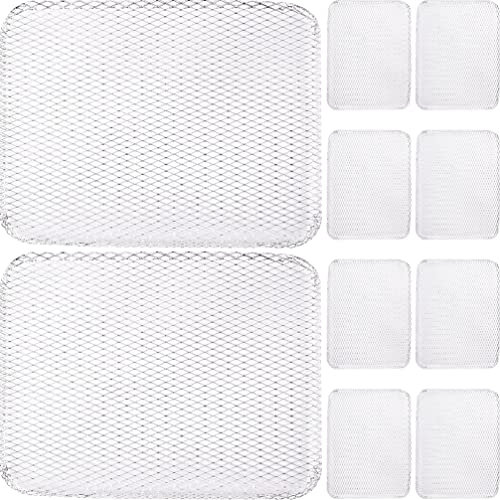 Cabilock 10Pcs BBQ Grill Mesh Mat Aluminum Disposable Grill Grate Liners Outdoor Barbecue Pads for Baking Cooking Grilling Accessory