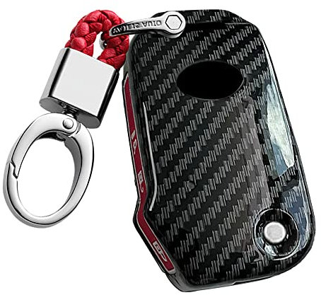 ontto Klapp Autoschlüssel Hülle Passt für Kia Sportage R GT Stinger Ceed CD Sorento Cerato Forte KX3 K5 2017-2020 ABS Schutzhülle Schlüsselhülle Schlüsselanhänger Schlüsseletui Zubehör 3 Taste-Rot