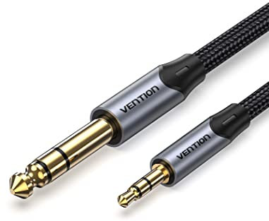 VENTION 3.5mm to 6.35mm Audio Jack 5m/16ft TRS Stereo Audio Cable Nylon Braided 1/4 Male to 1/8 Inch Male Aux Jack Cable for Laptop, Home Theater Devices, Amplifiers