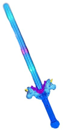 Smiffys Leuchtendes LED-Schwert mit zwei Einhörnern, 66 cm, Batterien enthalten