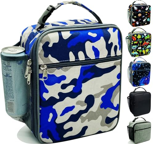 Kulle Kids Lunch Box,Insulated Lunch Box for Boys and Girls,Durable Soft Bag & Freezable Lunchbox, Lunch Bag kids Reusable Lunch Boxes for School,Work,Outdoor(Camo)