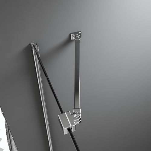 HY-RWML Paroi de douche, barre de stabilisation, 50 cm, pour verre 5-8 mm, articulation 360°, aluminium chromé, moderne, à visser