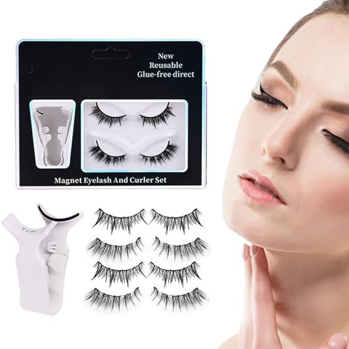 Anulely Cils Magnétiques,Cils Magnétiques - 2 paires de faux cils réutilisables avec pince à épiler - Faux cils 3D d'aspect naturel, cils doux en grappe, faciles à porter pour les femmes et les filles