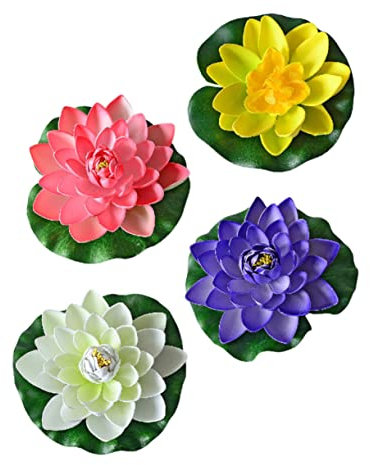 DOITOOL 20piezas Decoración De Loto Flotante Simulada para Jardín y Acuarios Adornos De Flores De Loto