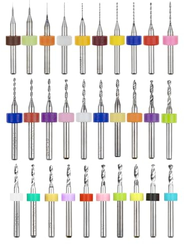 HUAZIZ Micro Brocas Taladro Drill, 30 piezas de PCB Placa de circuito de impresión Carburo Micro brocas, 0.1 mm a 3.0 mm Carburo PCB Joyería de herramienta rotativa Grabado CNC Brocas