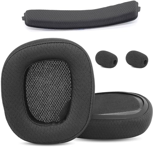 ACCOUTA Atmungsaktive Ersatz-Ohrpolster Kompatibel mit Logitech G935/Logitech G635/Logitech G933/Logitech G633 Gaming-Headset-Ohrpolstern mit atmungsaktivem Gewebe und hochwertigem Schaumstoff