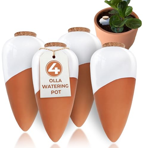 Everbrook Plant Self Watering Globes - Terracotta Watering Spikes - Slow Release Olla Pots - Holds 14 oz - Drip Irrigiation Olla System