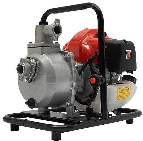 MEHOOSPVN Benzin Wasserpumpe Benzinmotorpumpe, 1.25KW Motorleistung, maximalen Durchfluss von 8-10 m³/h 20 m Förderhöhe Gartenpumpe Motorpumpe mit 2-Takt-Motor Motorpumpe Schmutzwasserpumpe Teichpumpe