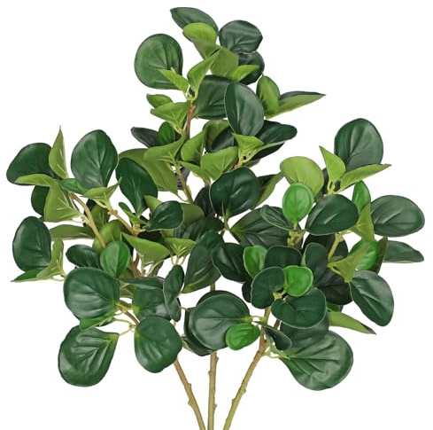 Hollyone 3 Stück Künstliche Pflanze Zweige Deko 55cm Ficus Zweige Künstlich Wie Echt Grün Künstliche Zweig Realistische Grün Blätter Faux Stengel für Vase Arrangement Tischdeko Heimdeko