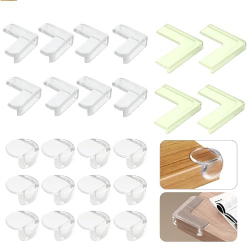 24 Pcs Safety Corner Protectors Guards for Kids, Baby Proofing, Corner Protectors for Baby, Corner Guard & Edge Safety Bumpers Clear, Noctilucent Proofing Corners with Strong Adhesion