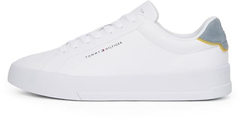 Tommy Hilfiger Herren Court Sneaker Detail Essential aus Leder, Grau (Overcast Grey), 41