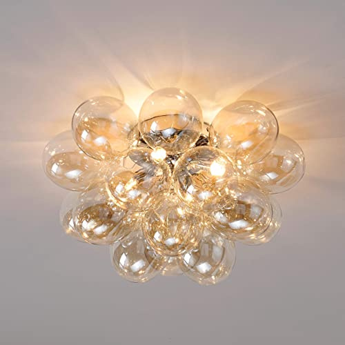 KOSILUM - Plafonnier design grappe de 17 verres - Bartali - Lumière Blanc Chaud Eclairage Salon Chambre Cuisine Couloir - - - G9 - IP20