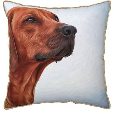 YounPrenG Kissen, Kissenbezüge aus Samt mit goldenem Rand, Kissenbezüge, Dekokissen für Zuhause, Bett, Sofa, Auto,Hund Rhodesian Ridgeback