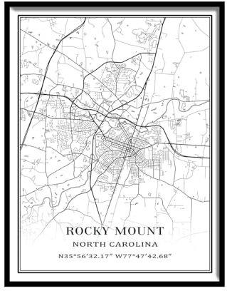 Tanokcrs Rocky Mount North Carolina Amerika, Wandkunst, Stadtkarte, Gemälde, Leinwand, ungerahmt, Kunstwerk, modernes einfaches Poster, Heimbüro, Dekoration, 40,6 x 50,8 cm