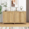 Merax Modernes Sideboard,vielseitiger Buffetschrank,Schließfach,Anrichte mit 4 Rattantüren und Metallgriffen,für Esszimmer, Wohnzimmer & Küche, Naturholz