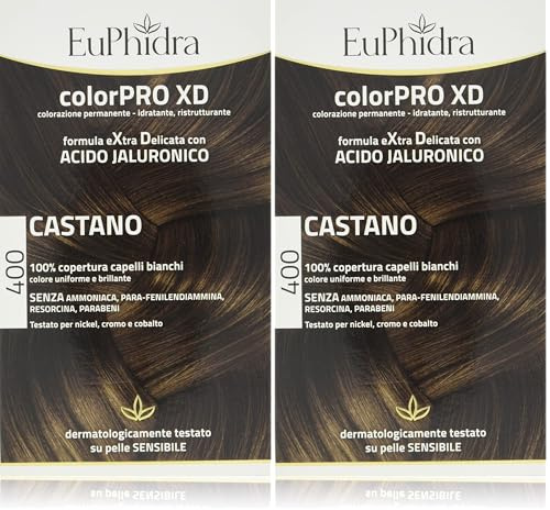 Euphidra Colorpro XD Colorazione Permanente con Acido Jaluronico, Castano - 190 g (Confezione da 2)