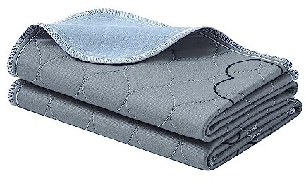 Feandrea Welpen-Unterlagen waschbar, Wiederverwendbare Matten für Hunde, 122 x 61 cm, 2er Set, L, Hundetoilette, auslaufsicher, rutschfest, super saugfähig, Meerschweinchen, Hamster, grau PTD024G01