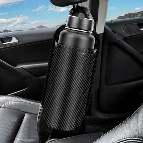Linkidea Car Seat Side Water Bottle Holder Compatible with Hydro Flask 32oz/40oz, IRON Flask, YETI Rambler, Owala FreeSip, Waterproof Large Waterbottle Storage Hanging Bag for Cars SUV Truck