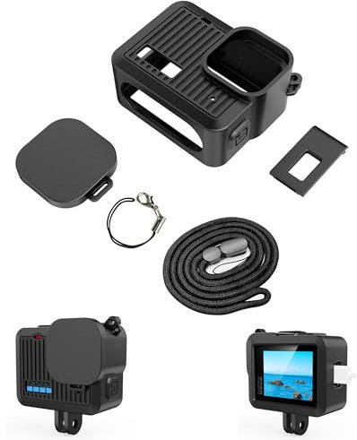 Fututech Coque en Silicone pour GoPro Hero 4K Etuis de Protection Capuchons d'Objectif Couvertures Latérales Lanière pour Caméra d'action Kit Accessoires
