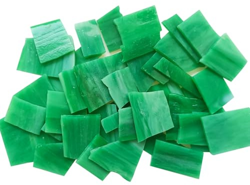 200g BuntGlas Mosaikfliesen,Glasmosaik Bastelset Kit, Gemischte Grün Farben und Formen, BuntGlas Blätter für handgemachte DIY Kunst/Handwerk und Home Dekoration