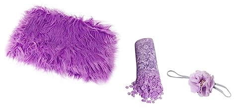 Babykopfband 3 Stück, Elastisch, Acrylfaser, Violett | Fotorequisiten für Unvergessliche Aufnahmen zu Hause, 60x50x1cm, für Mädchen und Jungen