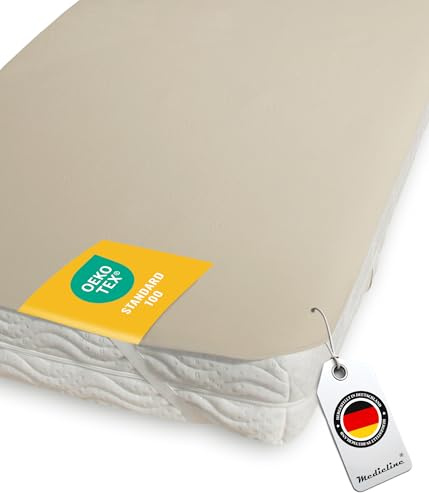 Medicline Molton Matratzenauflage Matratzenschoner Baumwolle 90x190cm - NEU Extra atmungsaktiv mit 4 Eckgummis waschbar Oeko-Tex - Matratzenschutz aus Deutschland