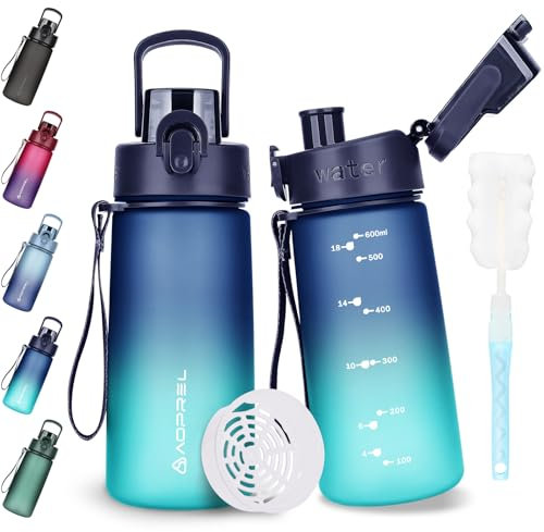 AOPREL Trinkflasche 600ml, Wasserflasche BPA-Frei aus Tritan, Sport Trinkflasche Auslaufsicher 600ml Flasche für Fitness, Wandern, Camping, Schule und Büro
