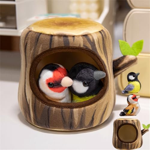 champracer Vogel Plüschpuppe, Baumhaus & Vogel Kuscheltier Plüschtier, Baumhaus Stofftier Mit 2/3 Bunter Vogel, Kreative Abnehmbar Baumhöhle Und Vogel Plüsch Plüschkissen Für Home Deko Kinder (#b)