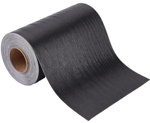 CRASPIRE Cinta Autoadhesiva de Veta de Madera de 33 pie X 4 pulgadas PVC Negro Parche de Reparación para Muebles Pisos Puertas Mesas Sillas Ventanas Manualidades Bricolaje Impermeable Papel Tapiz