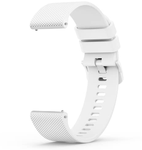 Wanme 22mm Bracelet de Montre en Silicone, Souple Bracelet de Replacement en Dégagement Rapide avec Boucle en Même Couleur Homme Femme 22mm, Blanc