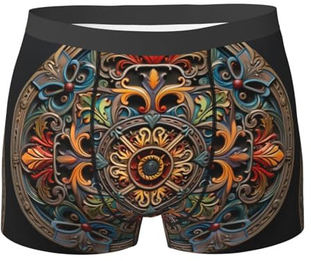asbwuo Herren-Boxershorts mit Medaillon-Mehrfachdruck, atmungsaktive Slips mit weichem Stretch für klassischen Stil
