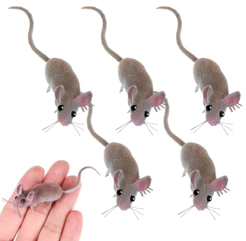 Yardwe 5 Stück Gefälschte Mäuse – Realistische Ratten-Halloween-Requisiten-Dekoration – Interessantes Spielzeug Für Katzen Und Hunde
