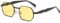 LJCZKA Retro Hexagon Sunglasses For Women Men Trendy Rectangle Metal Frame 90s Classic Square Polygon Sunglasses UV400 Protection (Black Yellow)